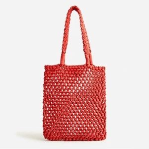 JCrew Red Cadiz Cotton Woven Tote - NWOT